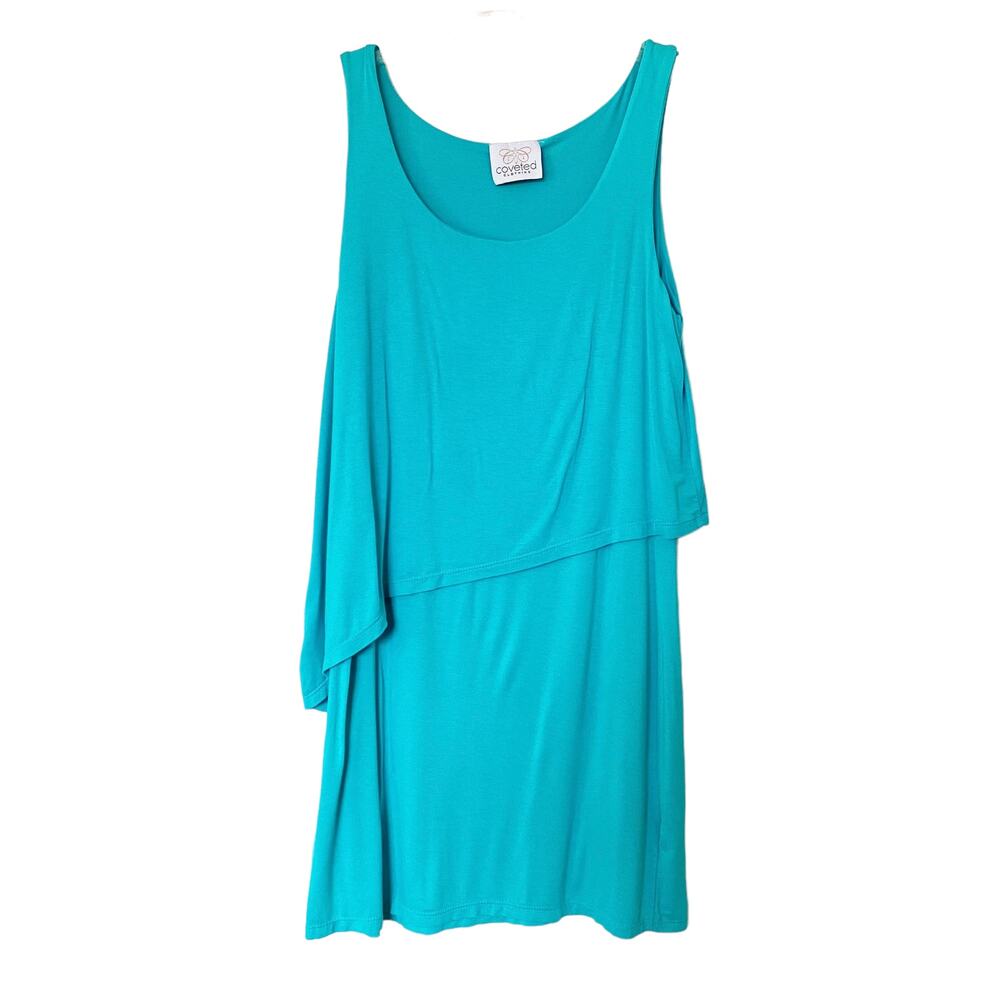 Coveted Clothing Sleeveless Popover Dress Above Knee Aqua Color Size Large